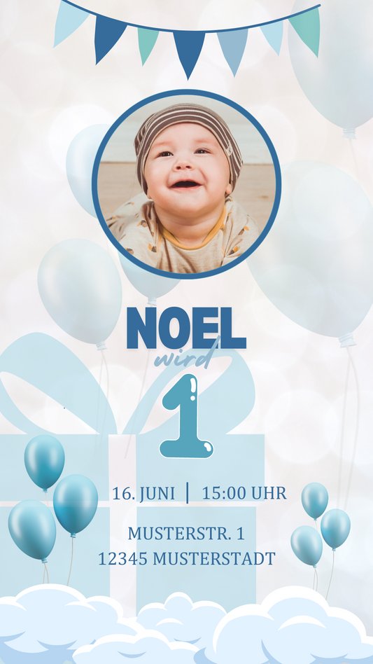 Blau mit Bild