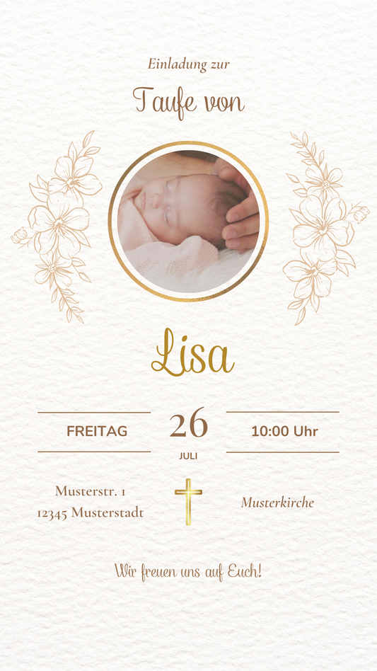 Taufe Lisa mit Bild